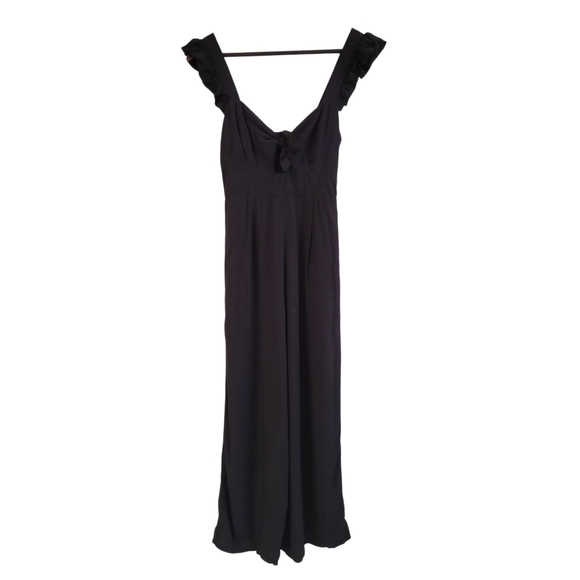 NWOT L*Space Black Pasadena Jumpsuit with Ruffle Sleeves Wide Leg Size Small - Picture 3 of 6
